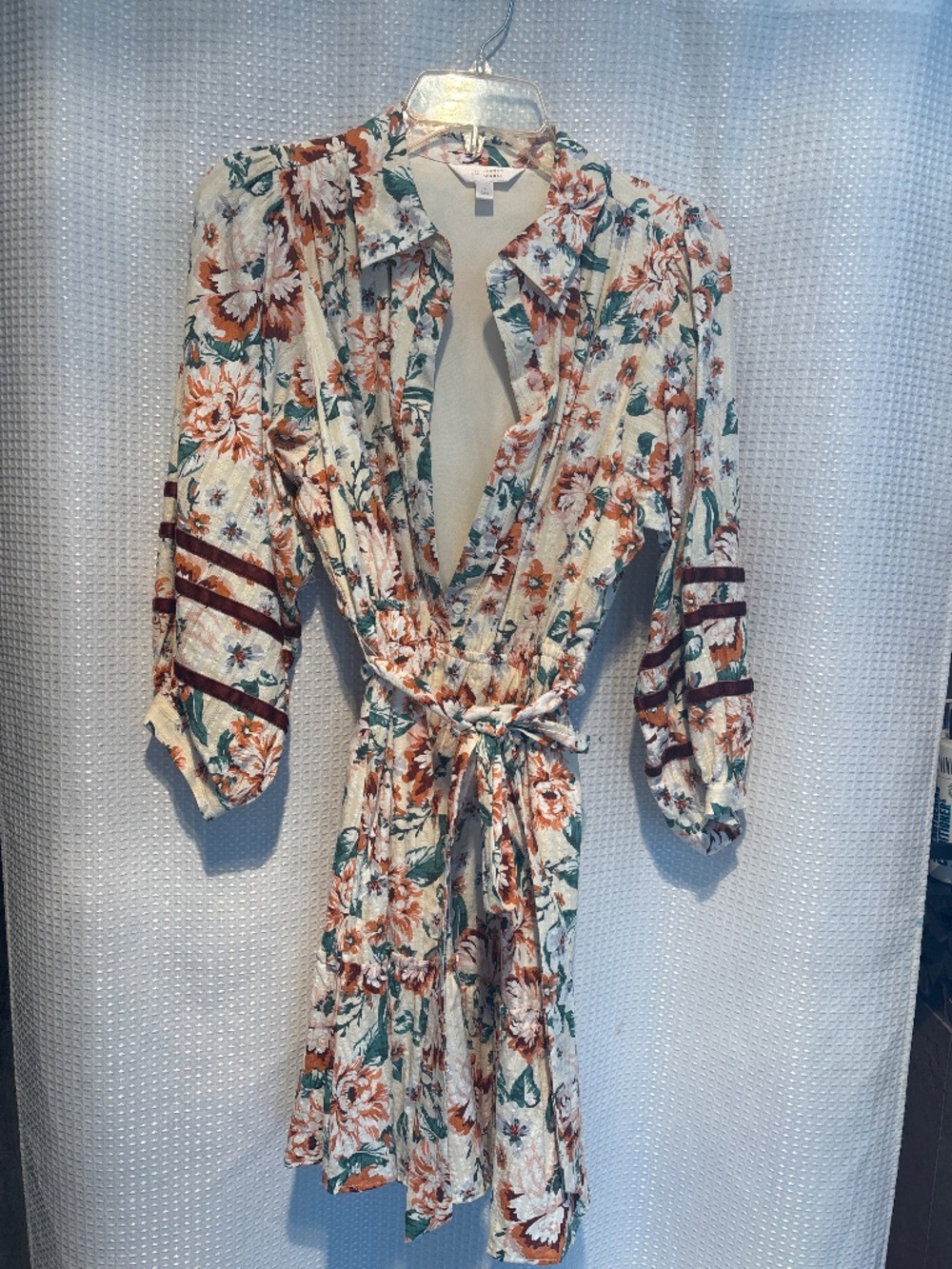 Cream and floral mini dress